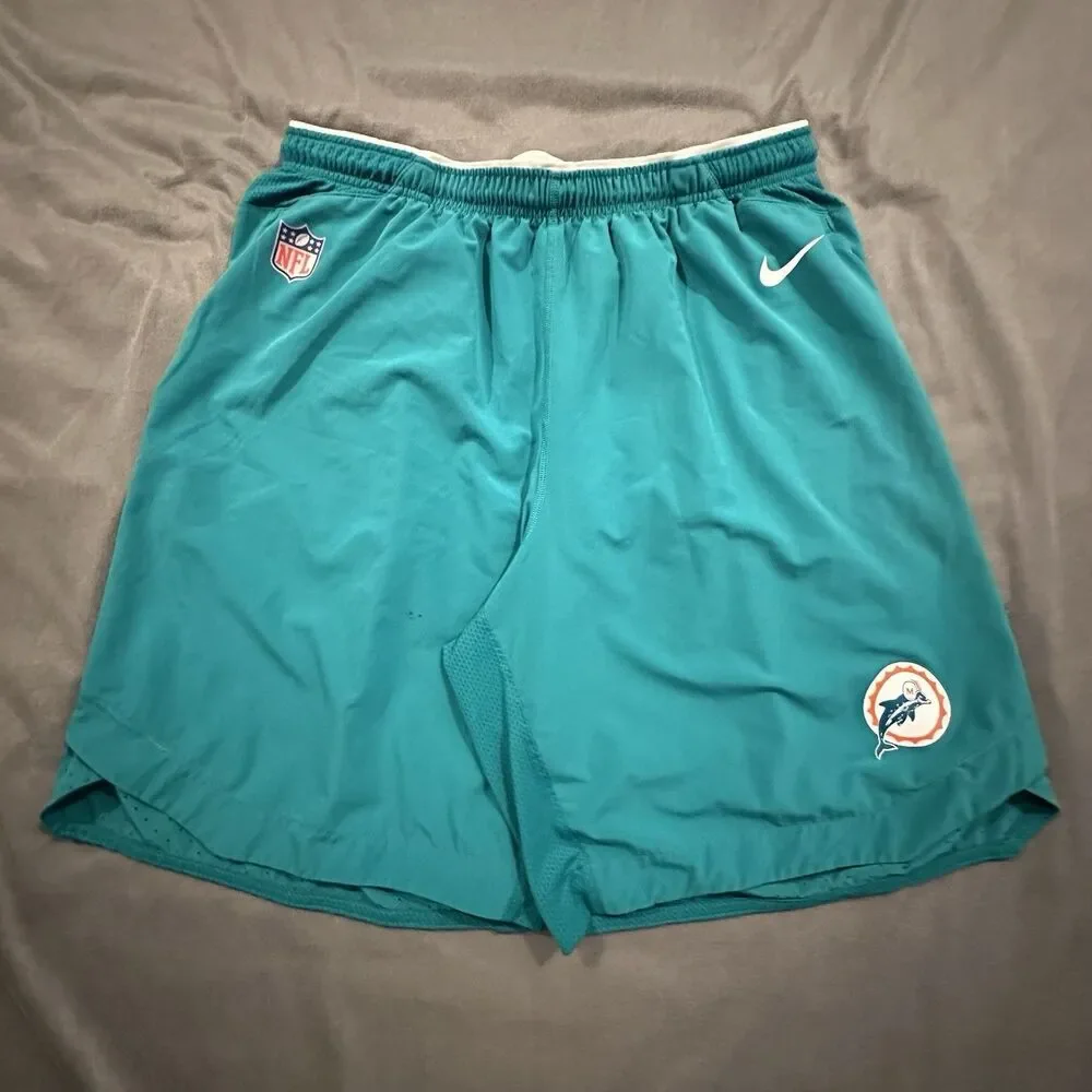 Nike Miami Dolphins Shorts Mens 2XL Aqua Teal Dri-FIT On-Field Performance